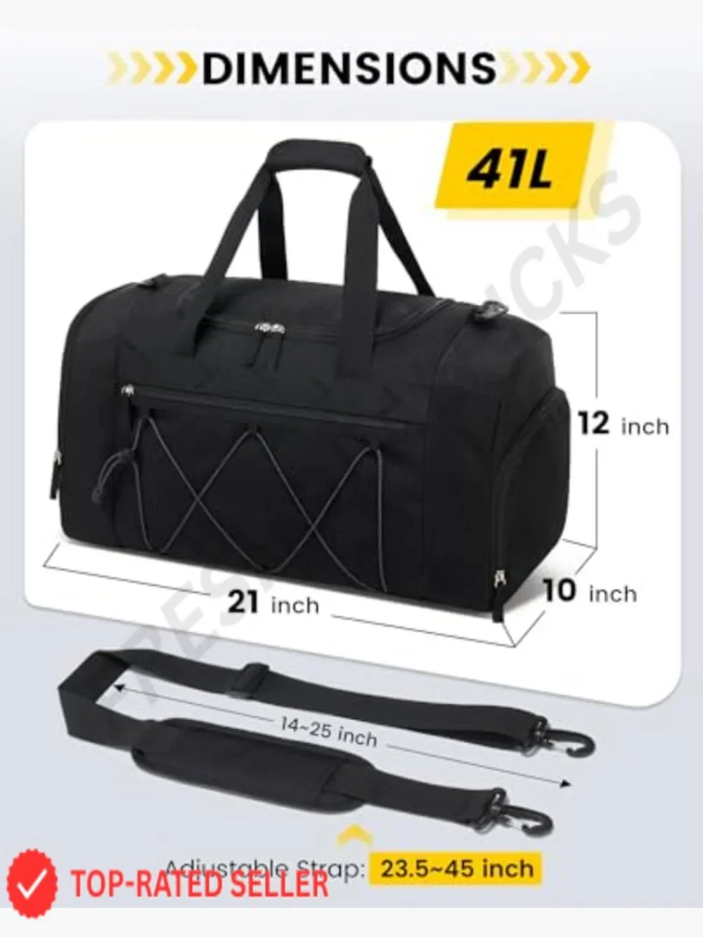 21 Inch Gym Duffle Bag for Men with Shoe Compartment Wet Pocket Water Resistant